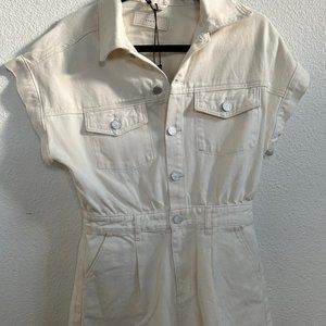 NWOT Blank NYC White Cotton Button Front Romper in Small